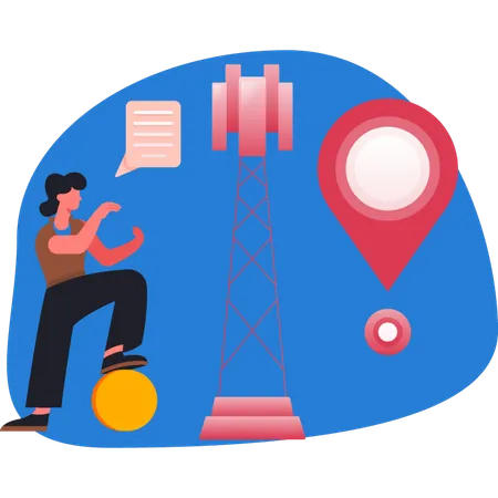 Girl finding router location  Illustration