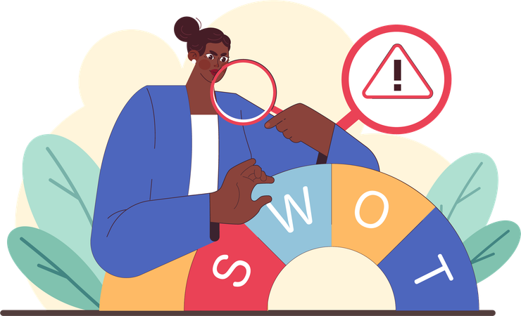 Girl Finding SWOT alert  Illustration