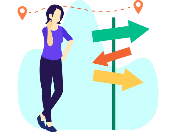 Girl finding Travel Direction  Illustration