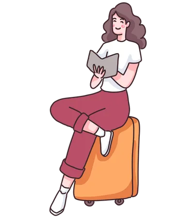 Girl finding travel location  Illustration