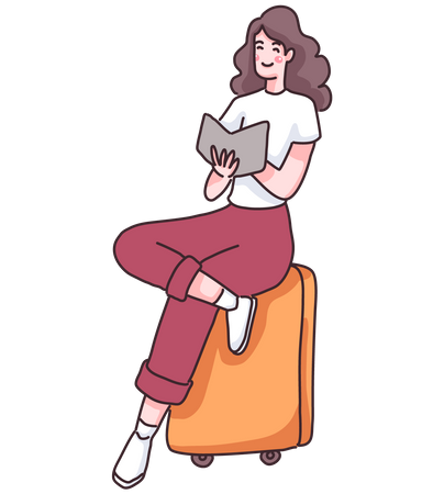 Girl finding travel location  Illustration