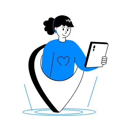 Girl finding User Location  Illustration