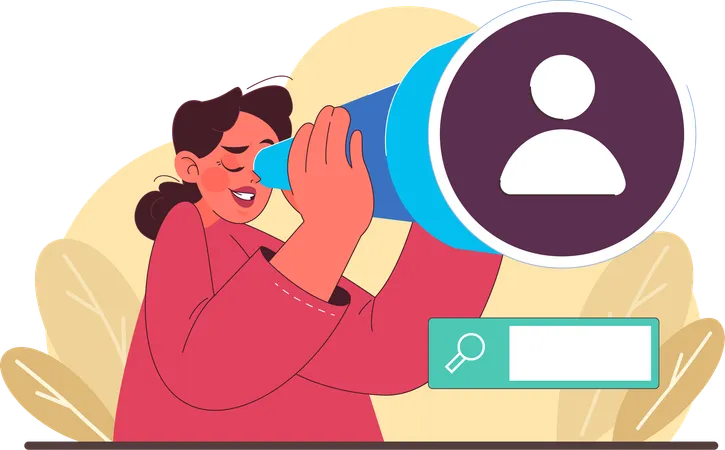 Girl finding user using telescope  Illustration