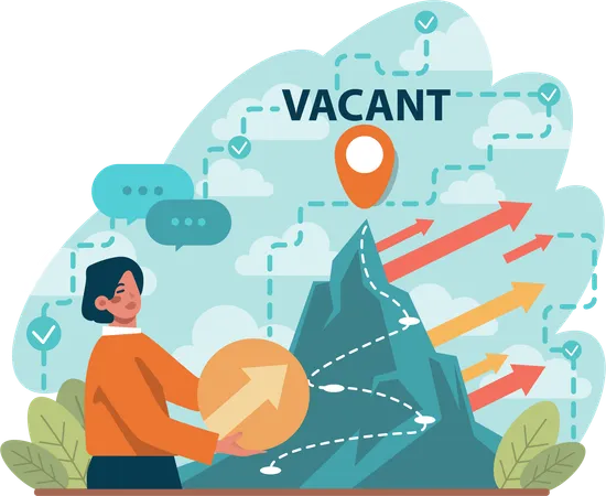 Girl finding vacancy location  Illustration