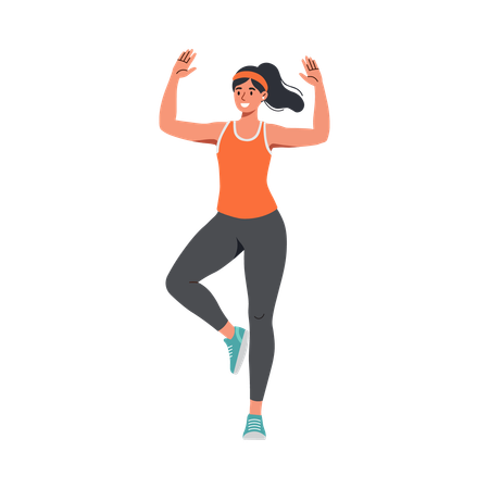 Girl Flexing Muscles Pose  Illustration