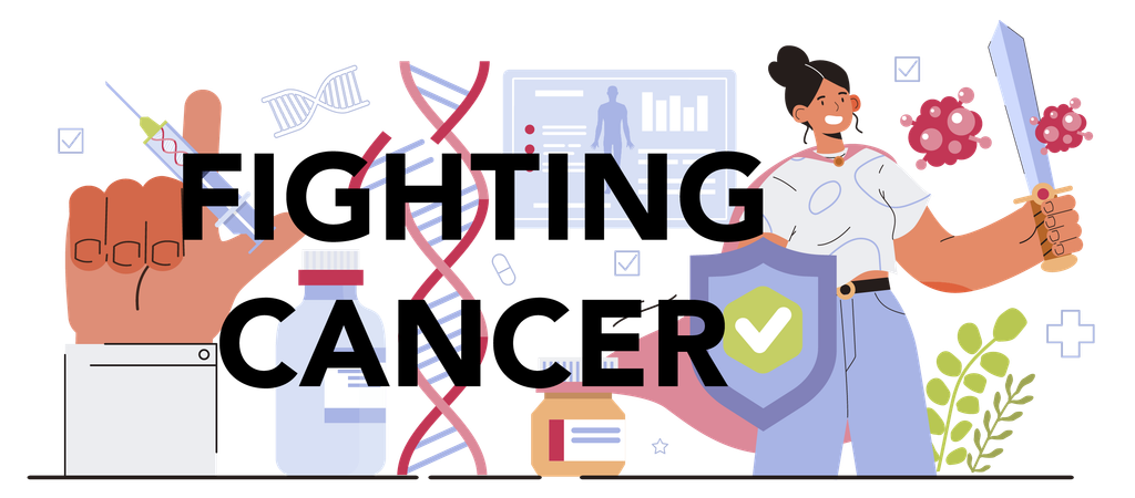 Girl flighting for Cancer disease modern diagnostic  Illustration