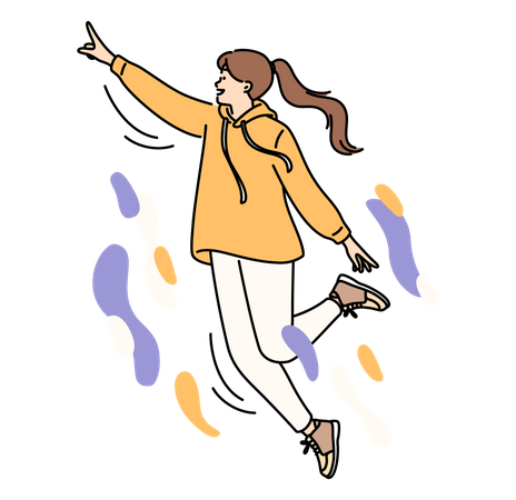 Girl flying above  Illustration