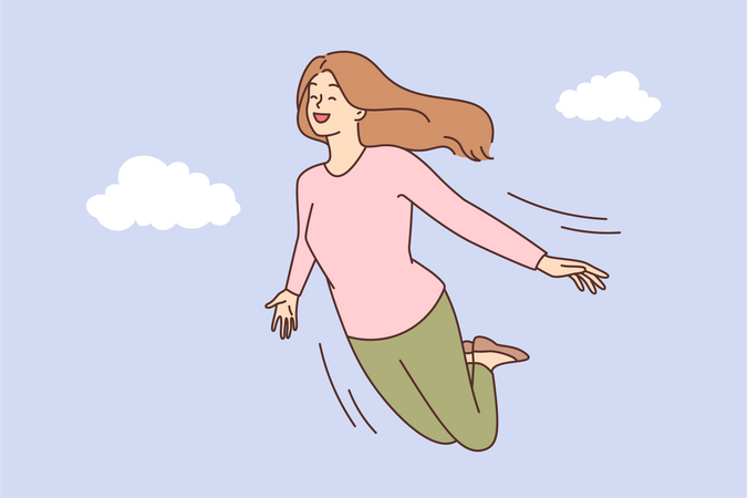 Girl flying in air  Illustration