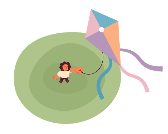 Girl flying kite  Illustration