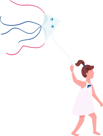 Girl flying kite at park Illustration