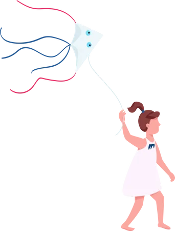Girl flying kite at park Illustration