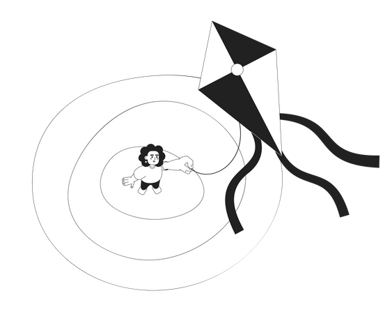 Girl flying kite  Illustration
