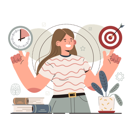 Girl focusing on business target  Illustration