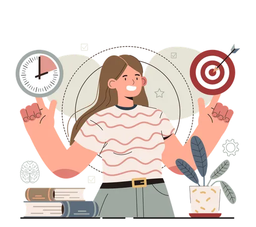 Girl focusing on business target  Illustration