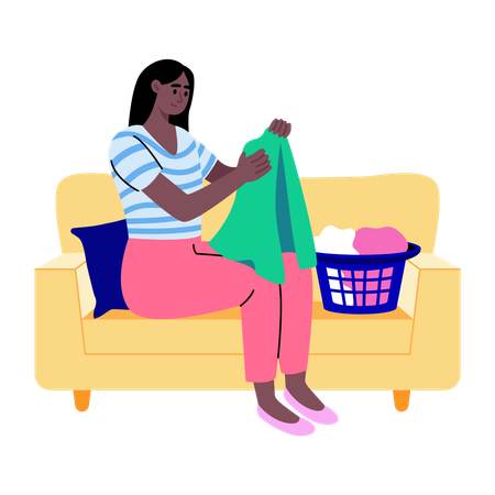 Girl folding clothes  Illustration