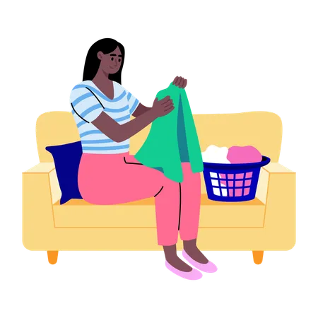 Girl folding clothes  Illustration
