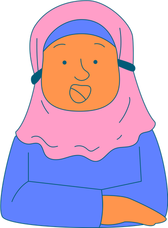 Girl folding hands half way up body  Illustration