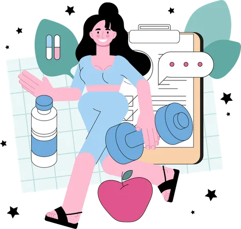 Girl follow fitness schedule  Illustration