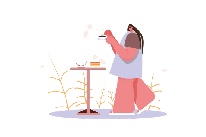 Girl following morning routine  Illustration