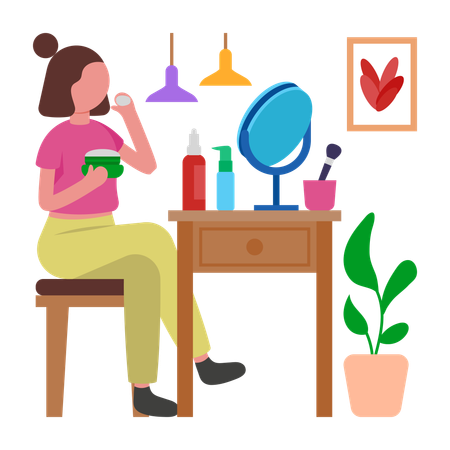 Girl following Morning Skin Care Regimen  Illustration