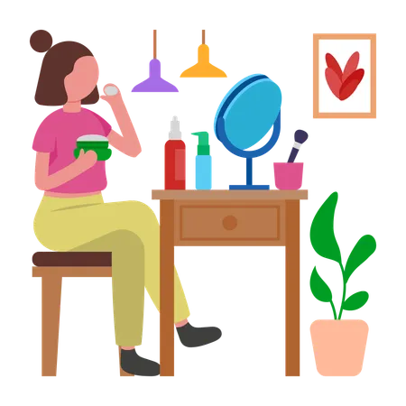 Girl following Morning Skin Care Regimen  Illustration
