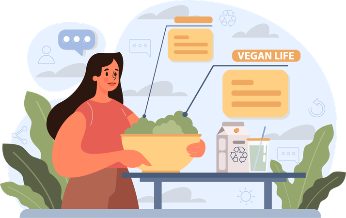 Girl following vegan life  Illustration