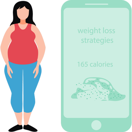 Girl follows online weight loss strategy  Illustration