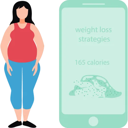 Girl Follows Online Weight Loss Strategy Illustration