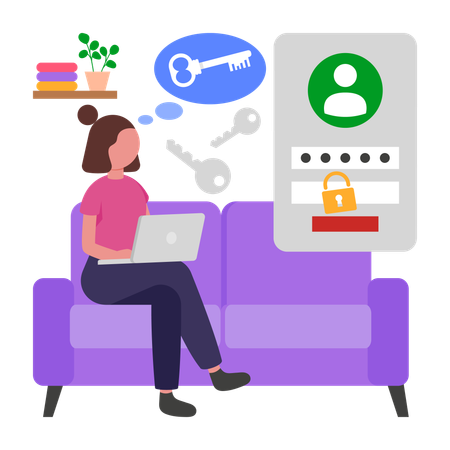 Girl Forgot onlinePassword  Illustration