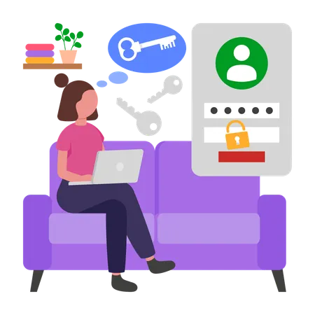 Girl Forgot onlinePassword  Illustration
