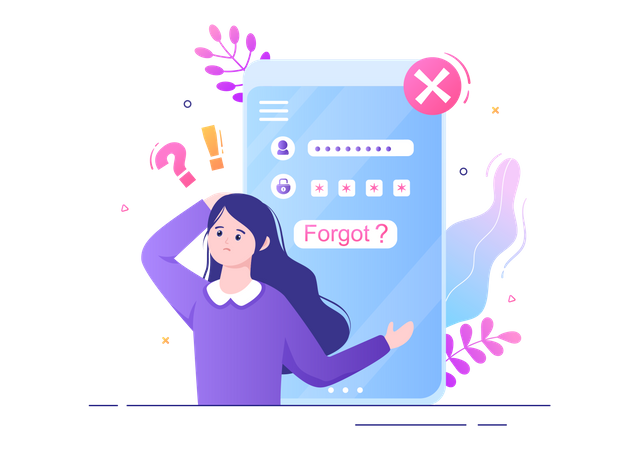 Girl forgot password  Illustration