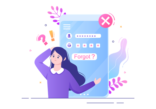 Girl forgot password  Illustration