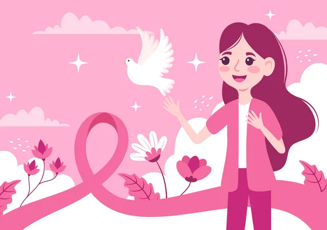 Girl free from Breast Cancer  Illustration