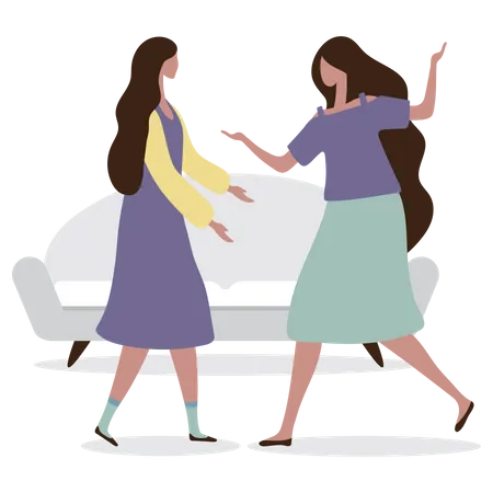 Girl friends going to hug each other  Illustration