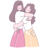 girl friends hugging illustration