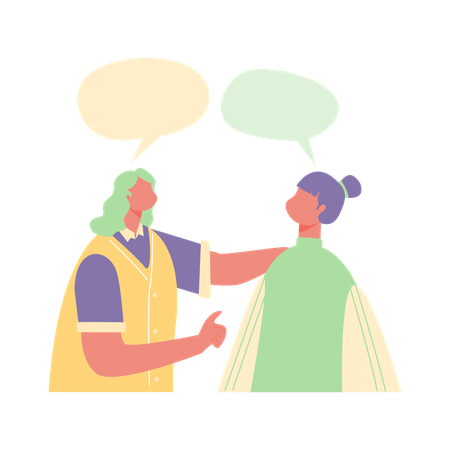 Girl friends talking to each other  Illustration