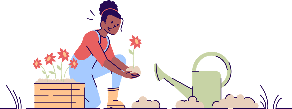 Girl gardening Illustration