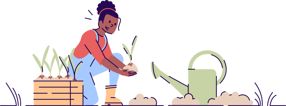 Girl gardening  Illustration