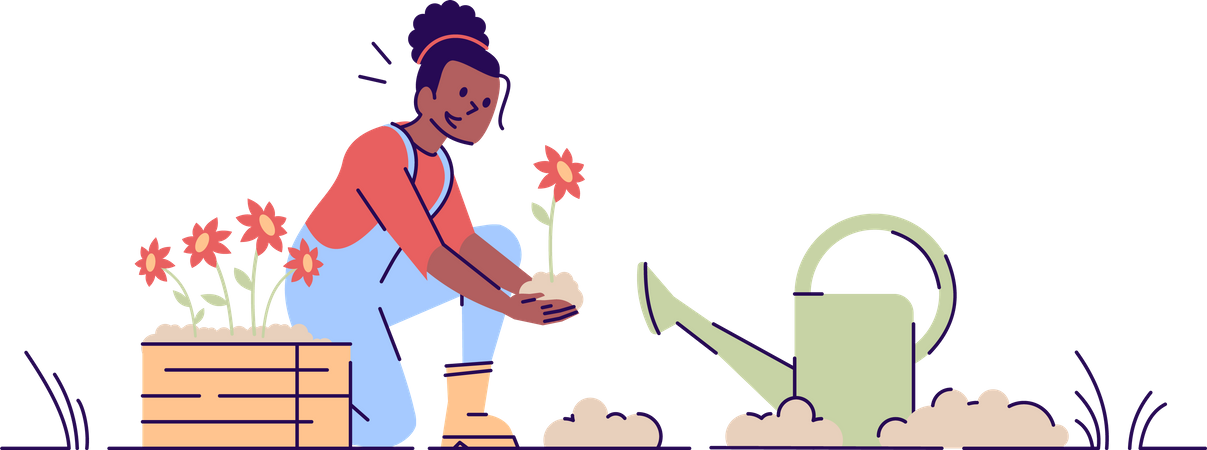 Girl gardening  Illustration