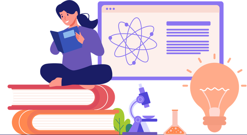 Girl Generating Ideas On Science  Illustration