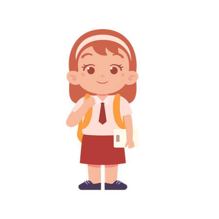 Girl Get Ready For Going To School  Illustration