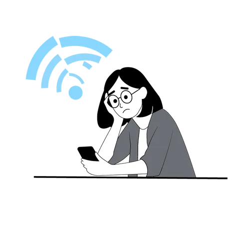 Girl gets Disconnected from Wi-Fi  Illustration