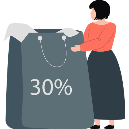 Girl gets discounted package  Illustration