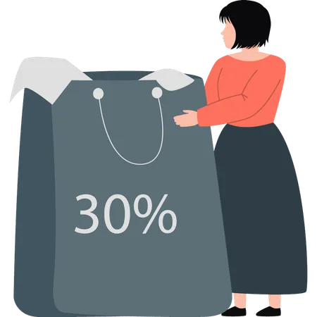 Girl gets discounted package  Illustration