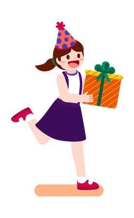 Girl gets gift on birthday  Illustration