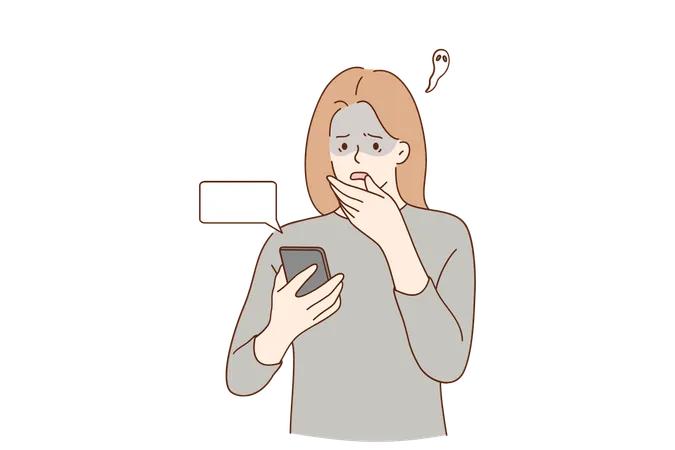 Girl gets upset while checking her phone  Illustration