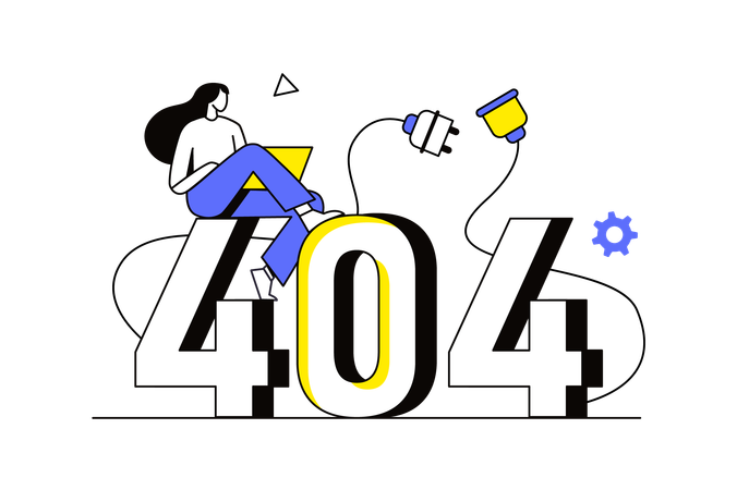 Girl getting 404 error  Illustration