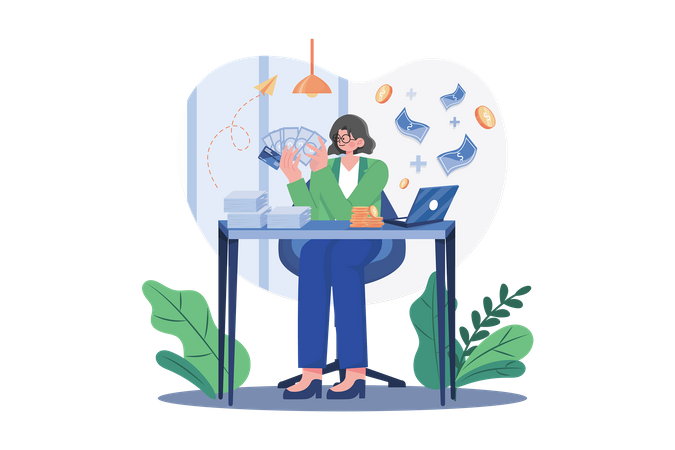 Girl Getting A Business Loan  Illustration