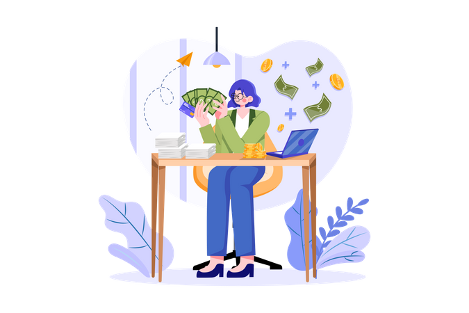 Girl Getting A Business Loan  Illustration