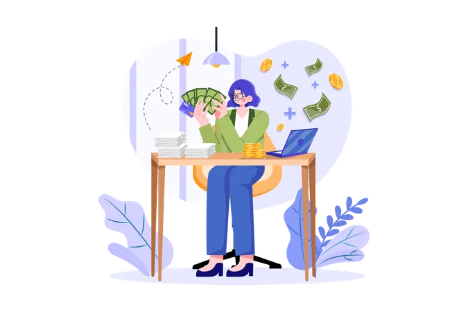 Girl Getting A Business Loan  Illustration